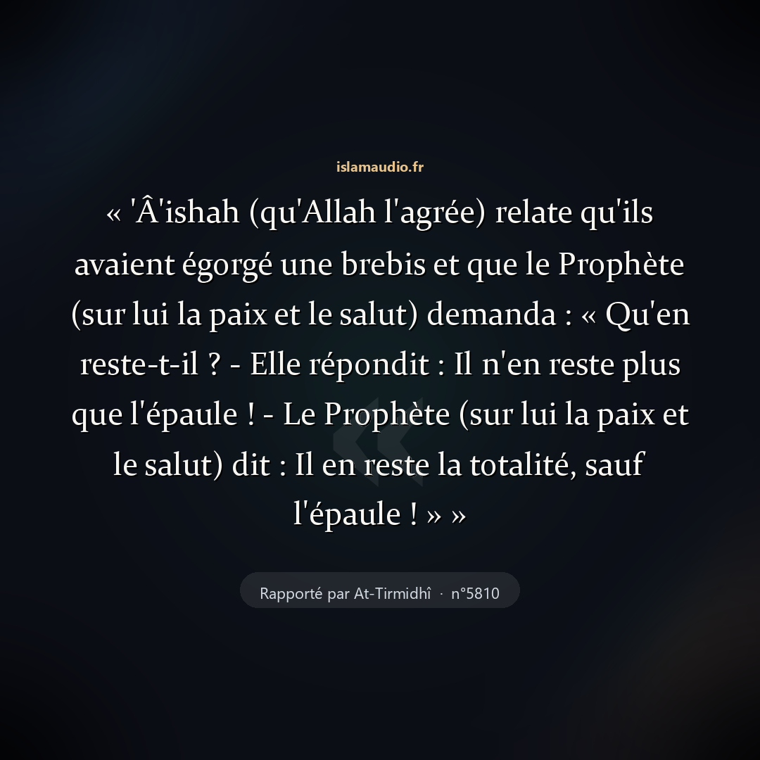 Aperçu du hadith