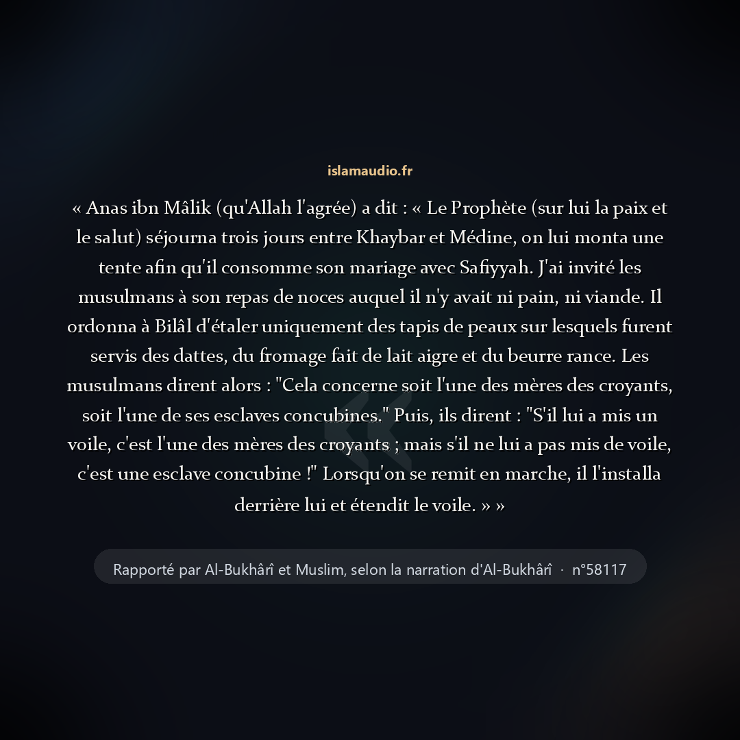 Aperçu du hadith