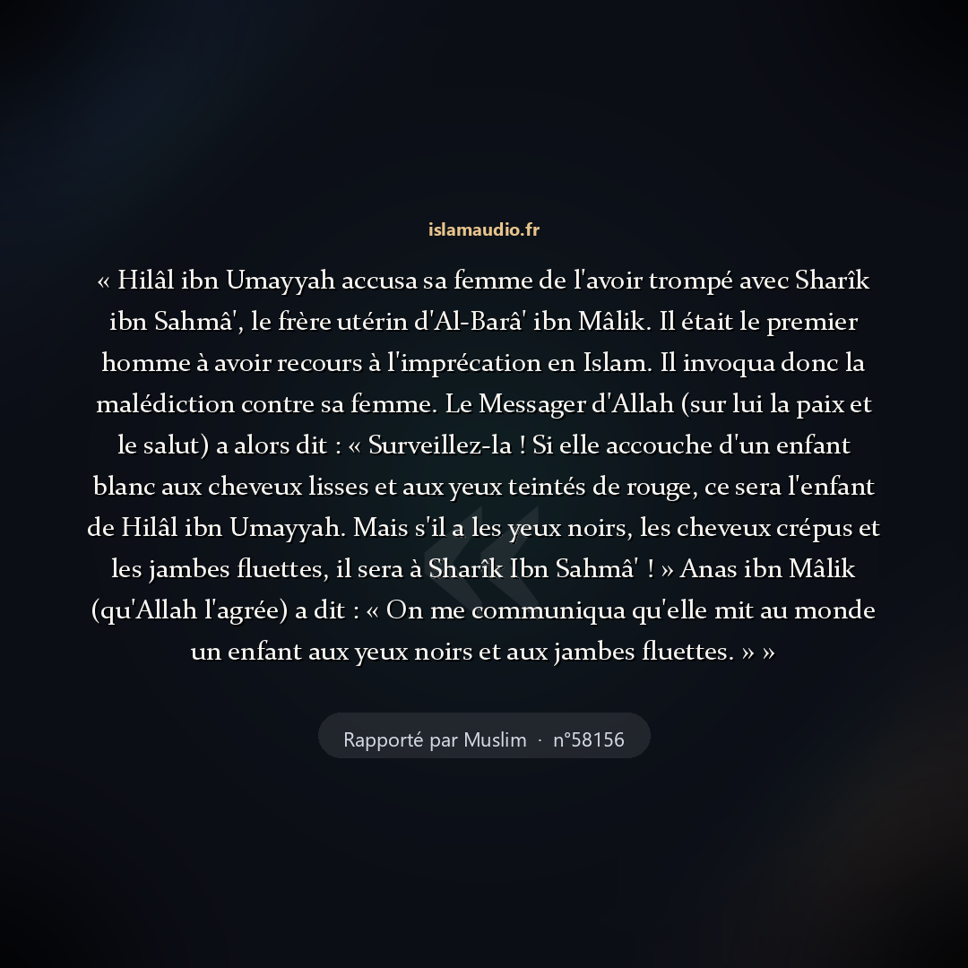 Aperçu du hadith