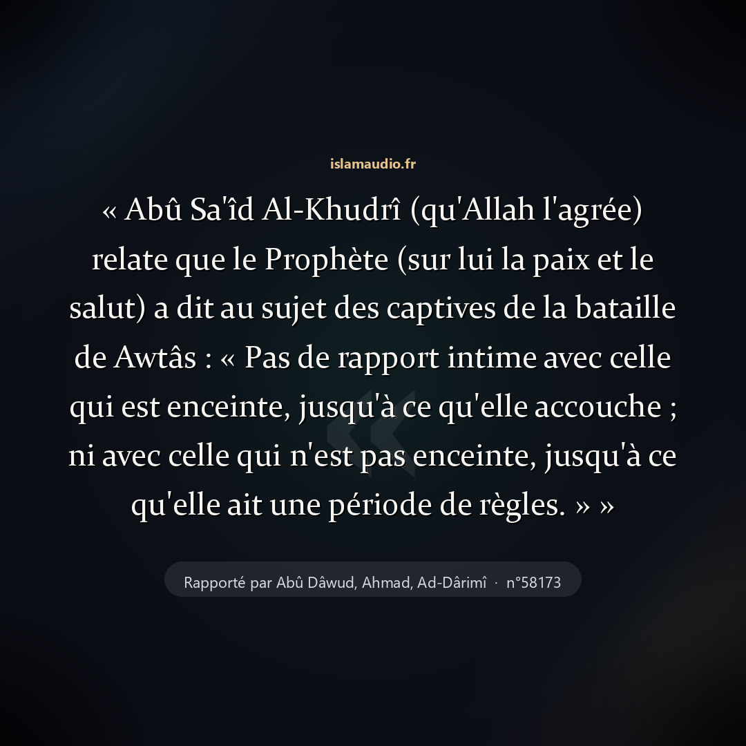 Aperçu du hadith