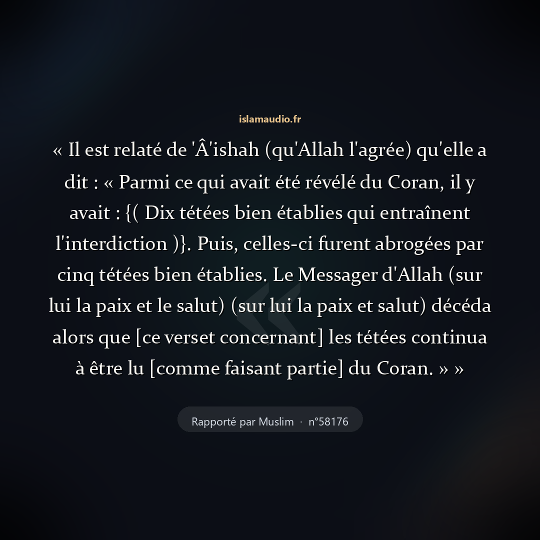 Aperçu du hadith