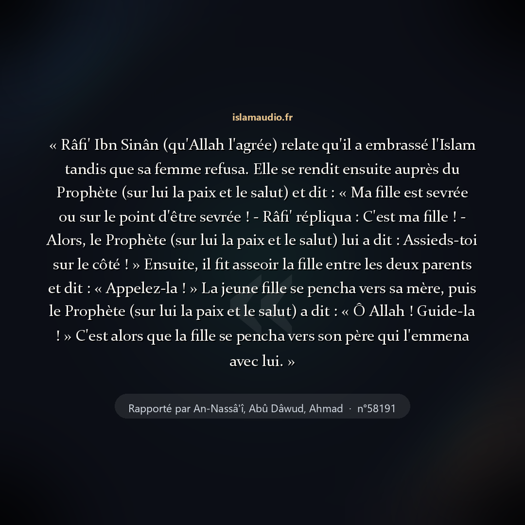 Aperçu du hadith