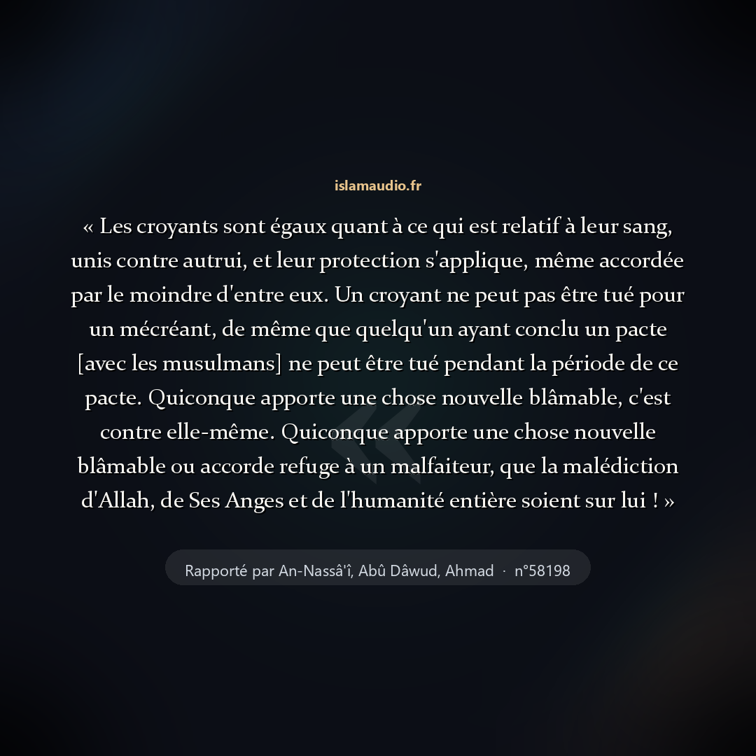 Aperçu du hadith