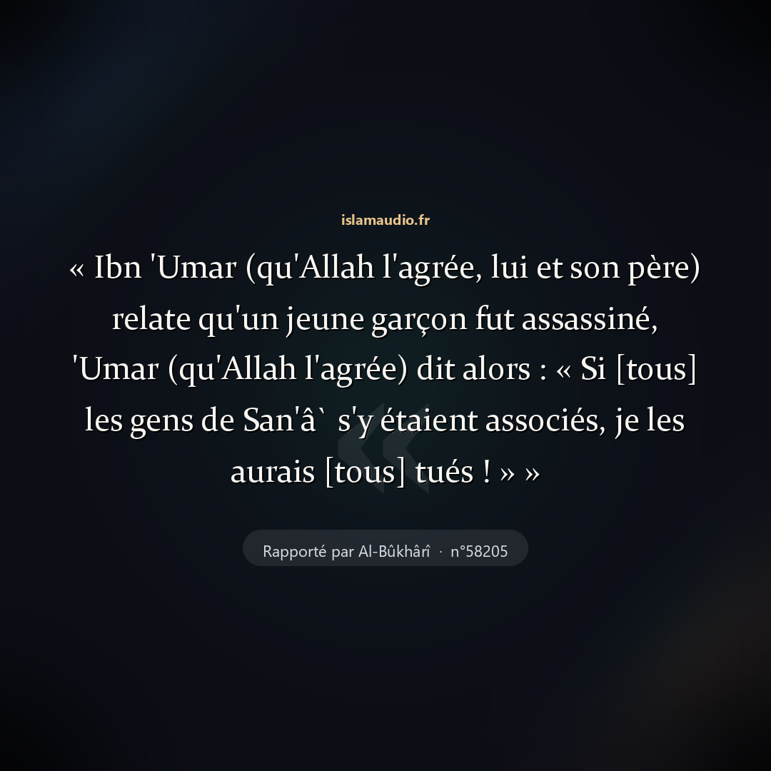 Aperçu du hadith