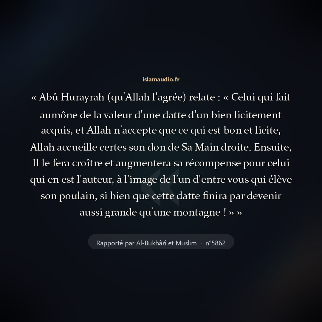 Aperçu du hadith