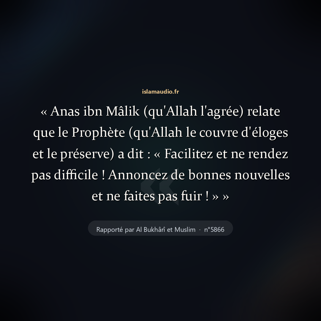 Aperçu du hadith