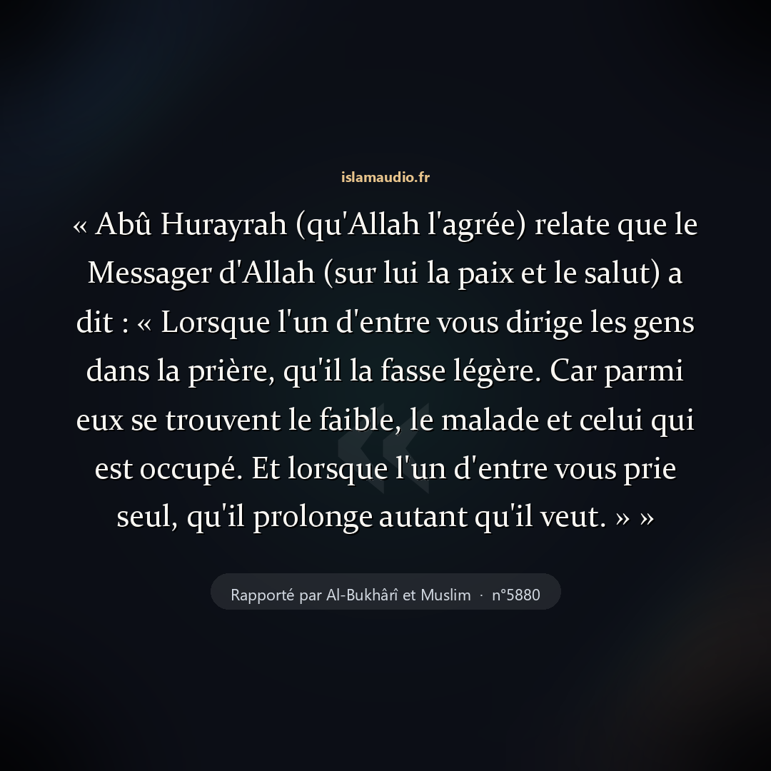 Aperçu du hadith