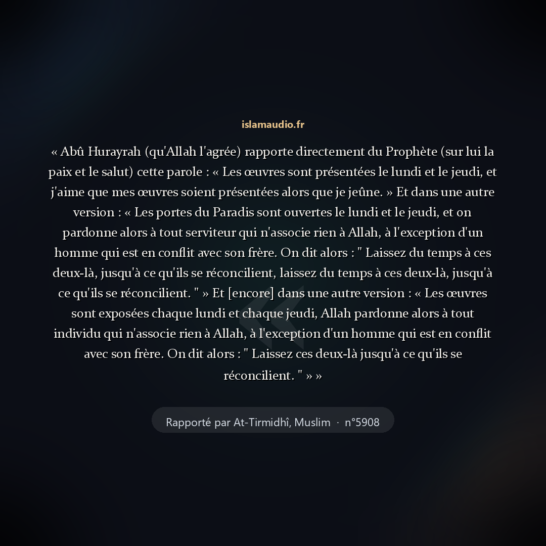 Aperçu du hadith
