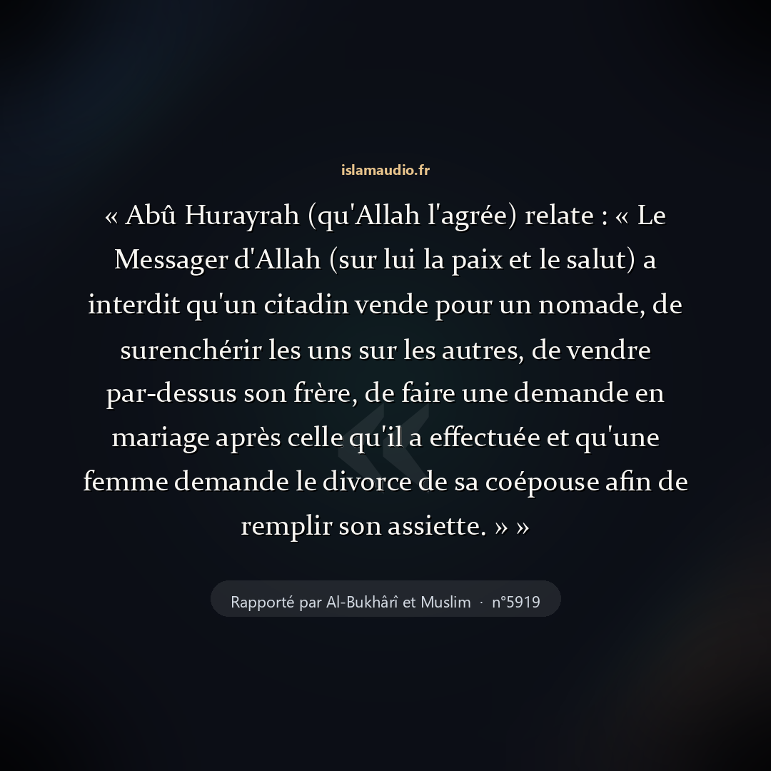 Aperçu du hadith