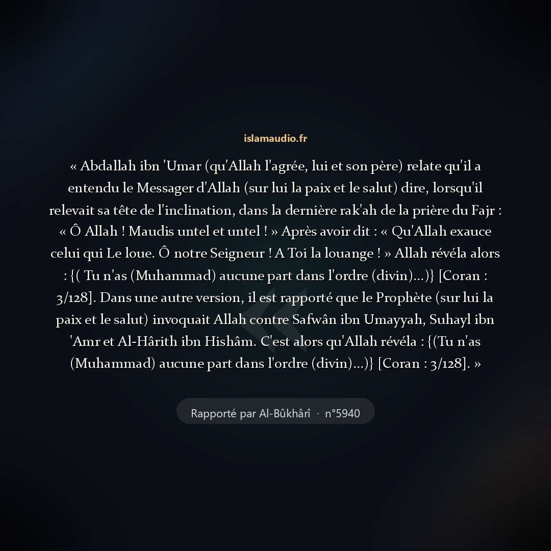 Aperçu du hadith
