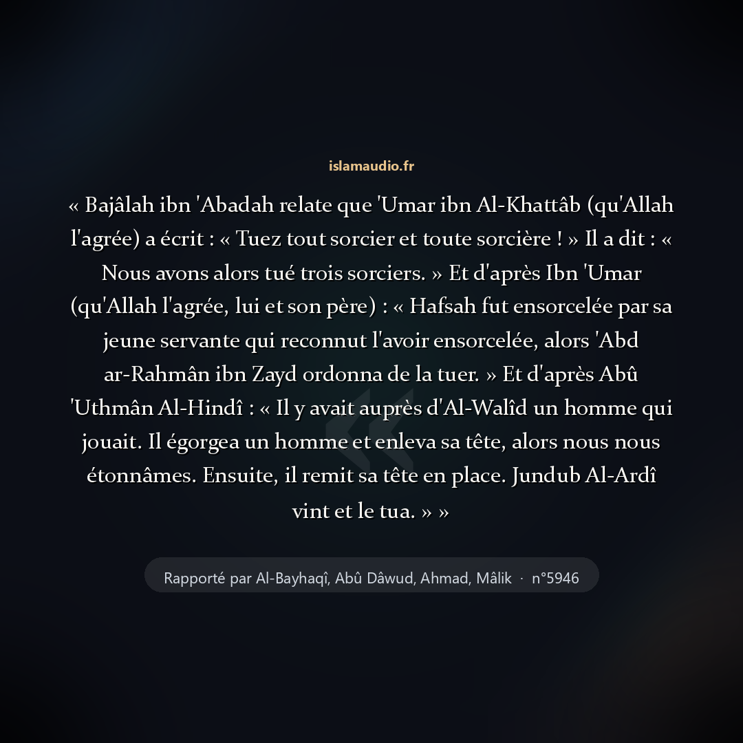 Aperçu du hadith