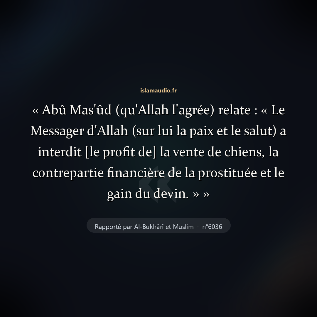 Aperçu du hadith