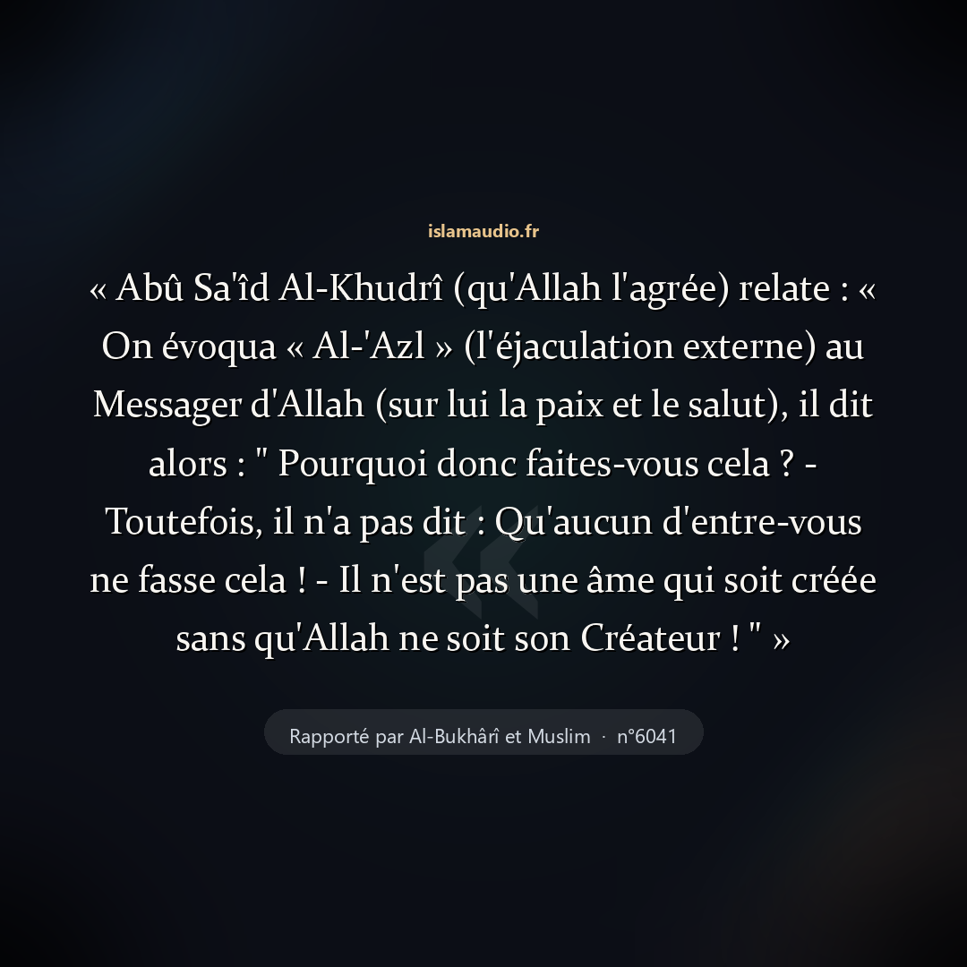 Aperçu du hadith