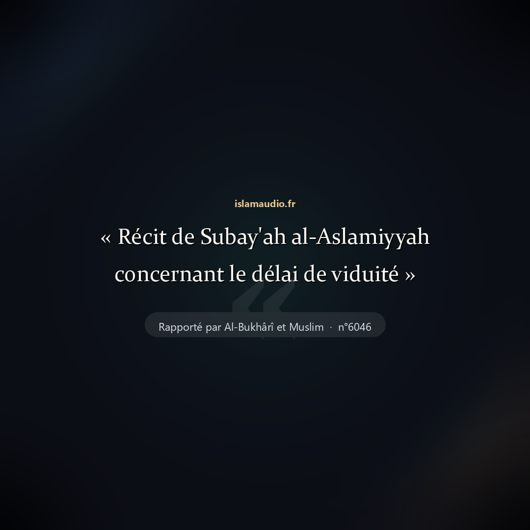 Aperçu du hadith