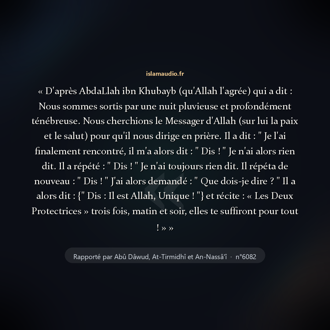 Aperçu du hadith