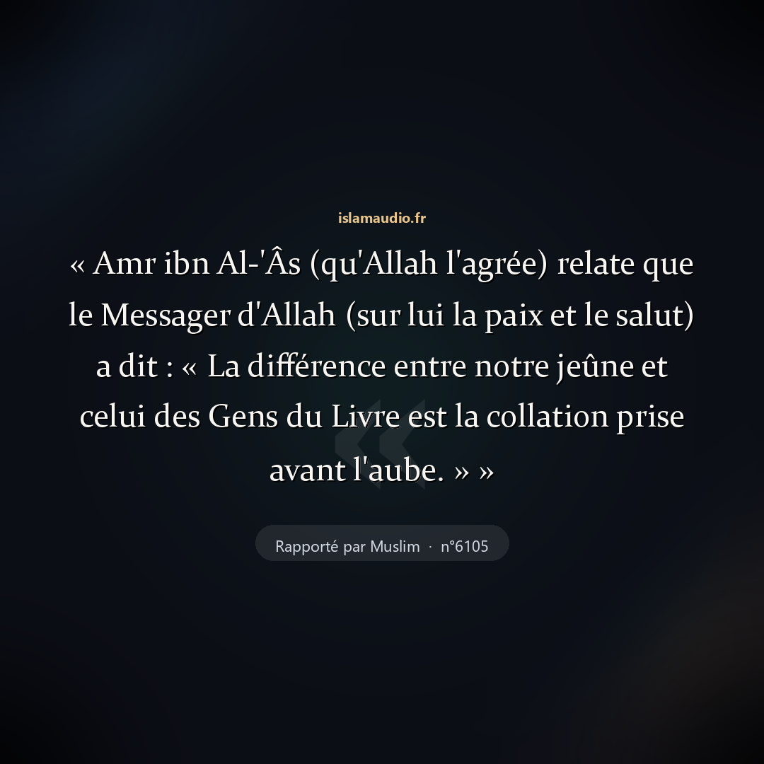 Aperçu du hadith