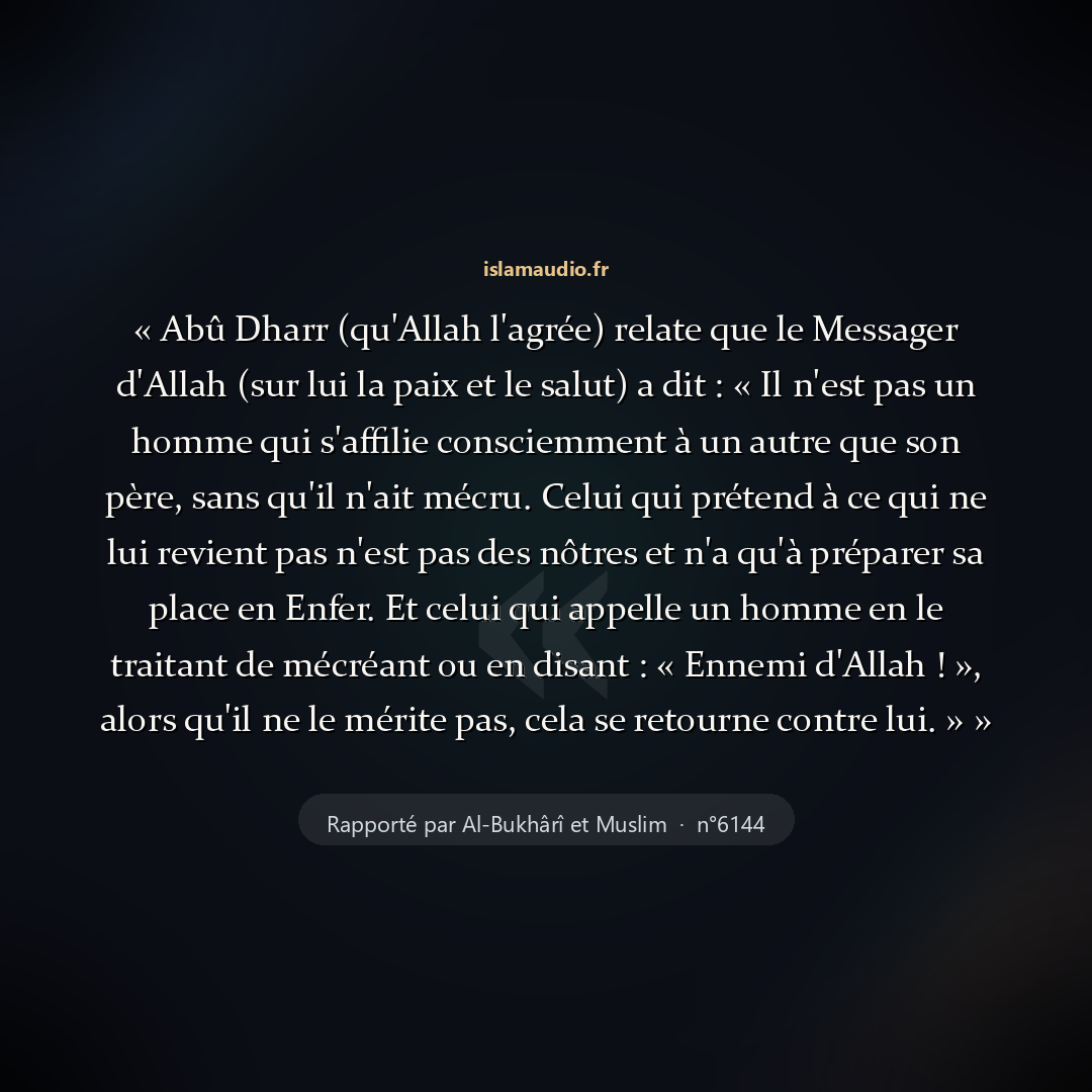 Aperçu du hadith