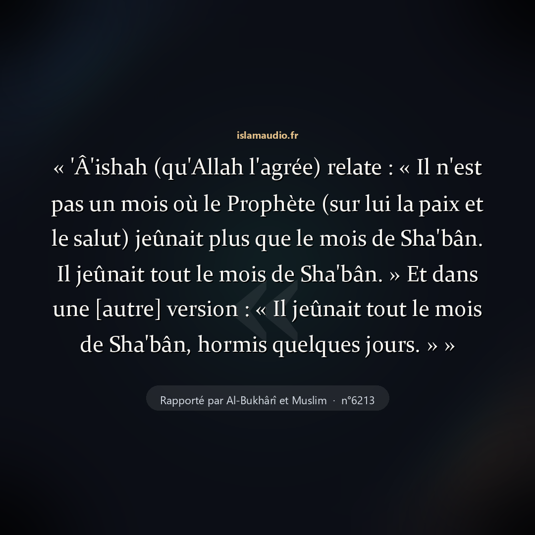 Aperçu du hadith