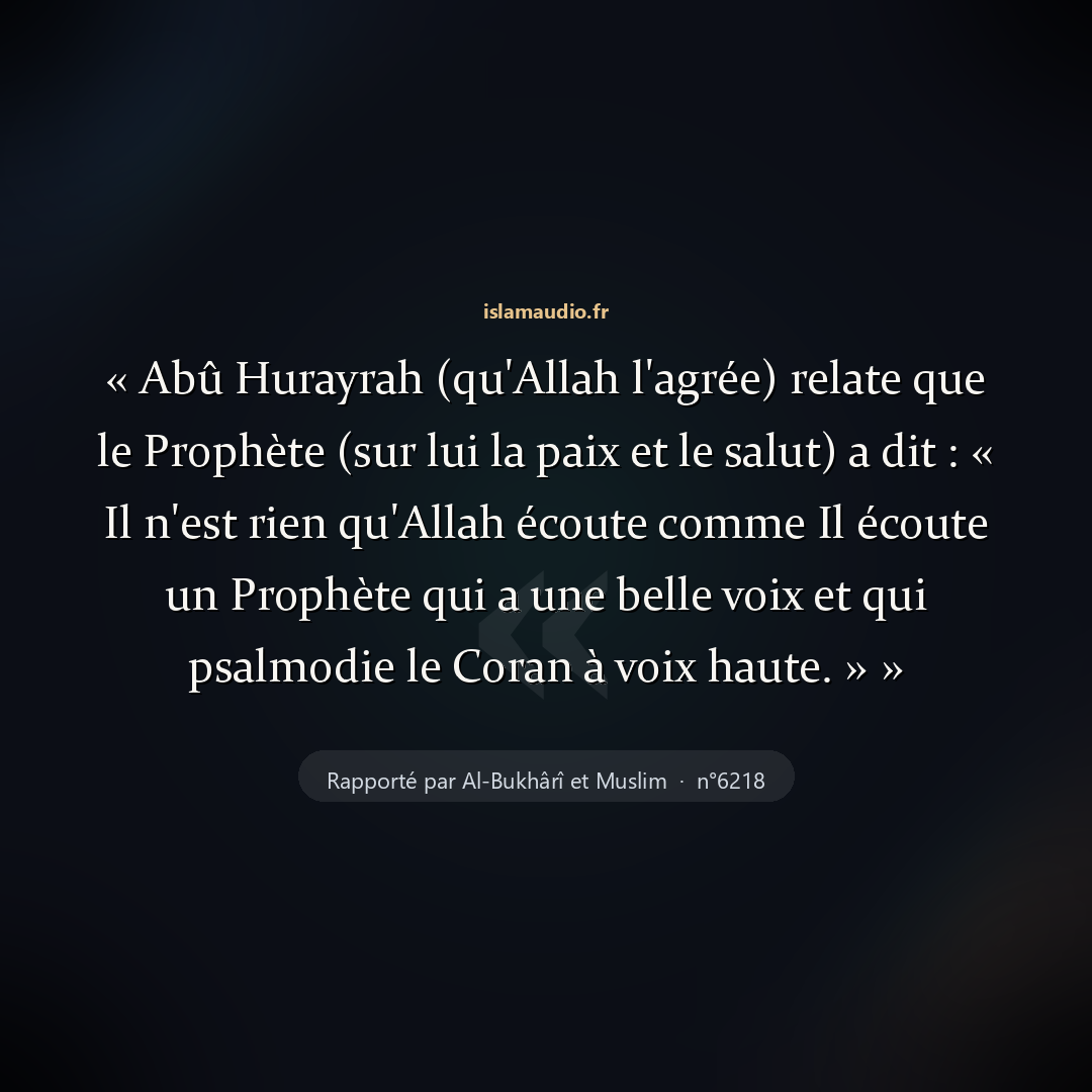 Aperçu du hadith
