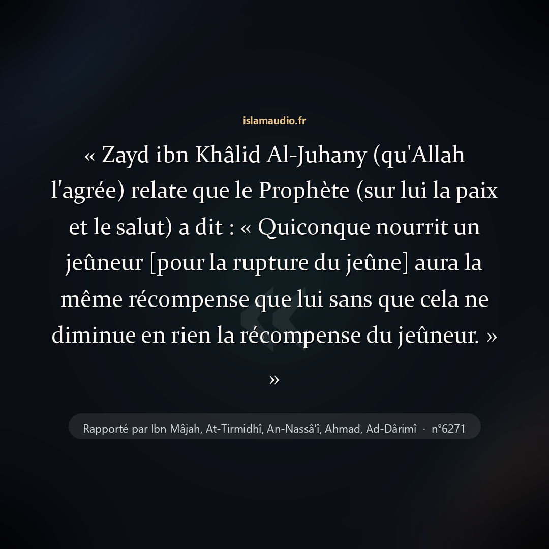 Aperçu du hadith