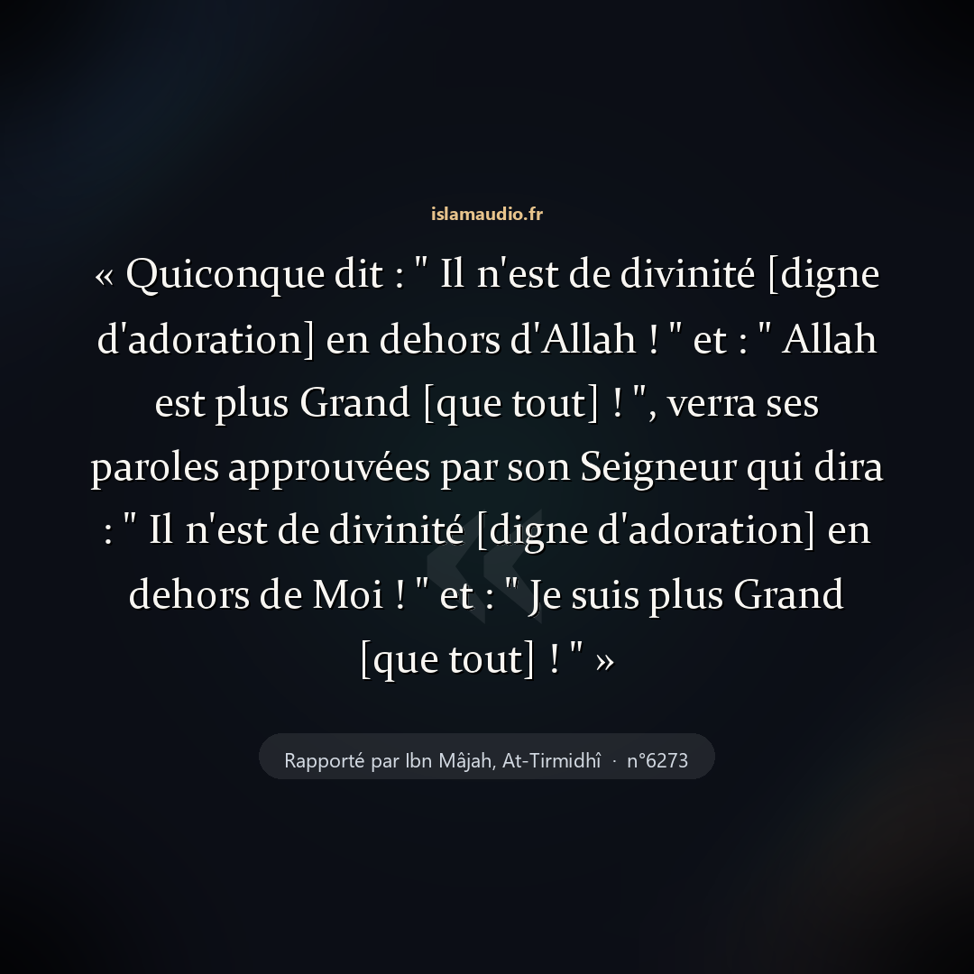 Aperçu du hadith