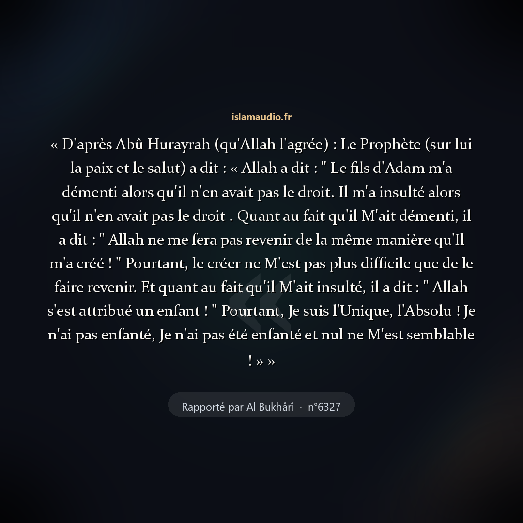 Aperçu du hadith