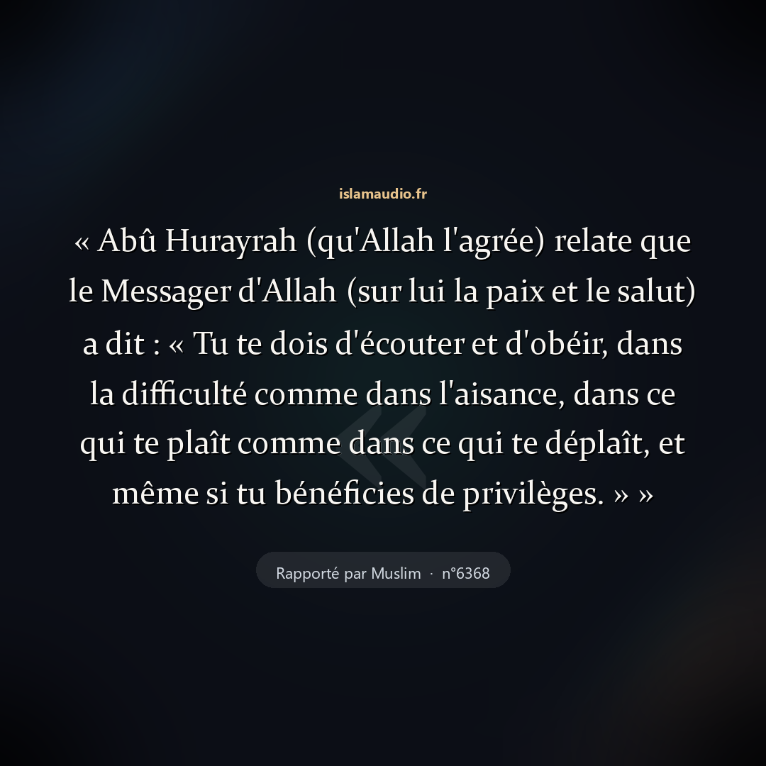 Aperçu du hadith