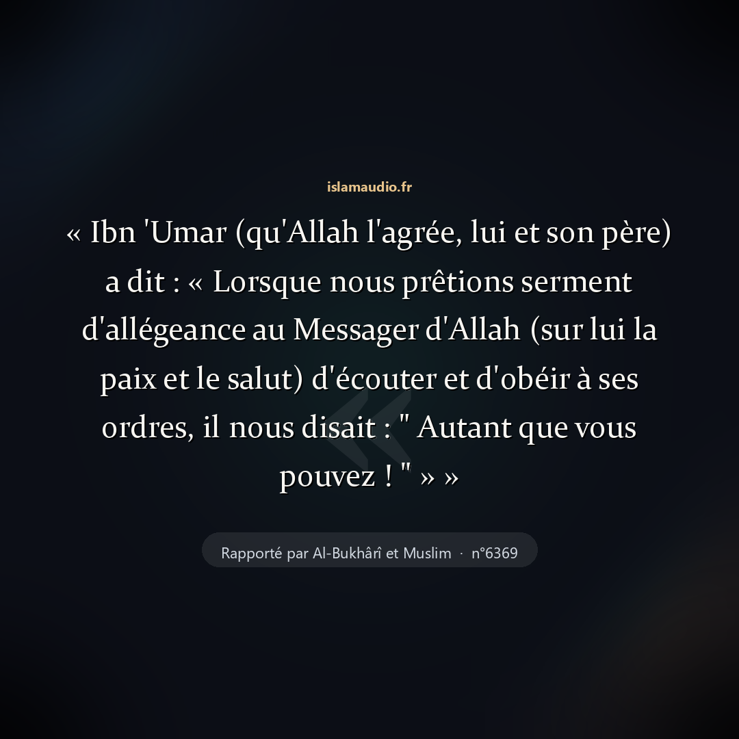 Aperçu du hadith