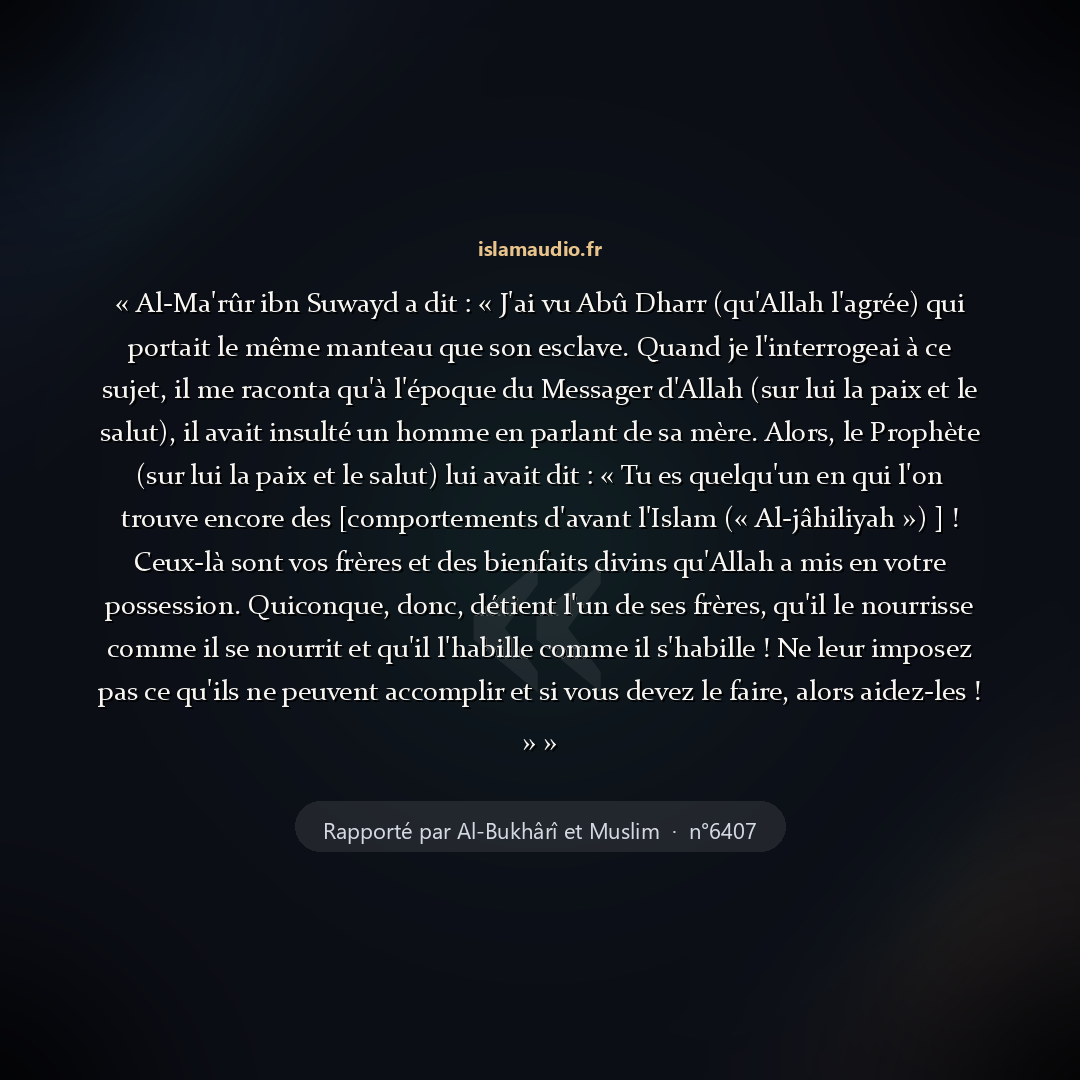 Aperçu du hadith