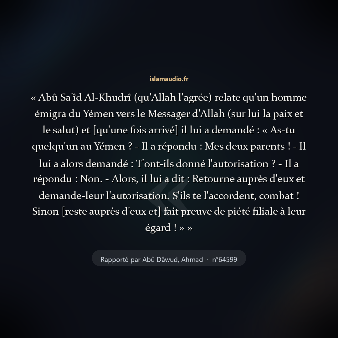 Aperçu du hadith