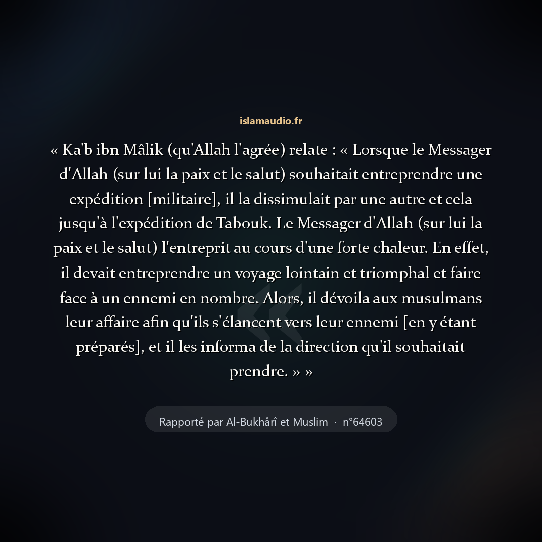 Aperçu du hadith