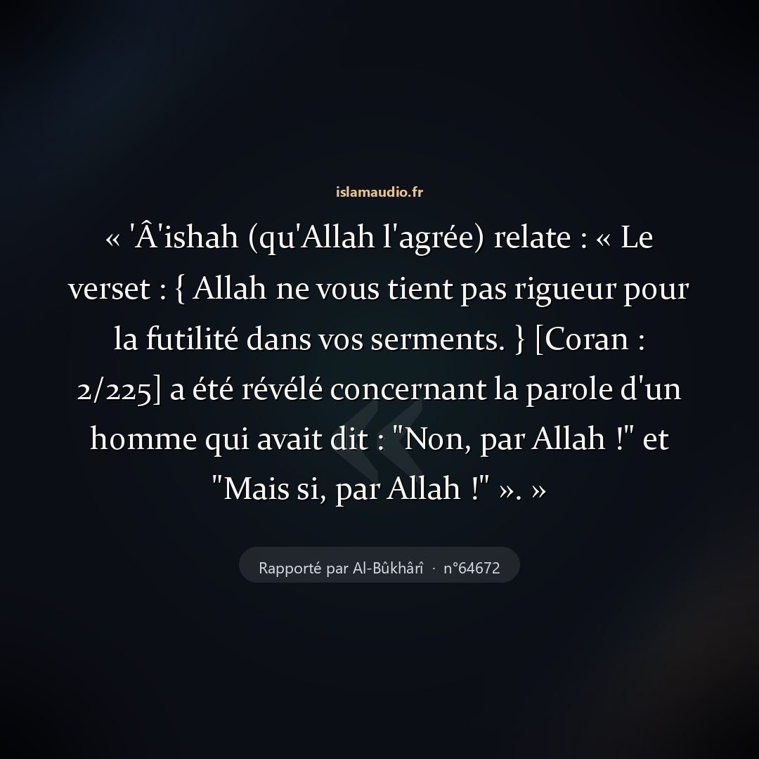 Aperçu du hadith