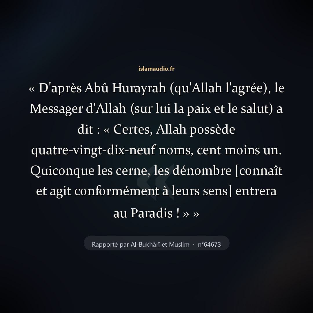Aperçu du hadith