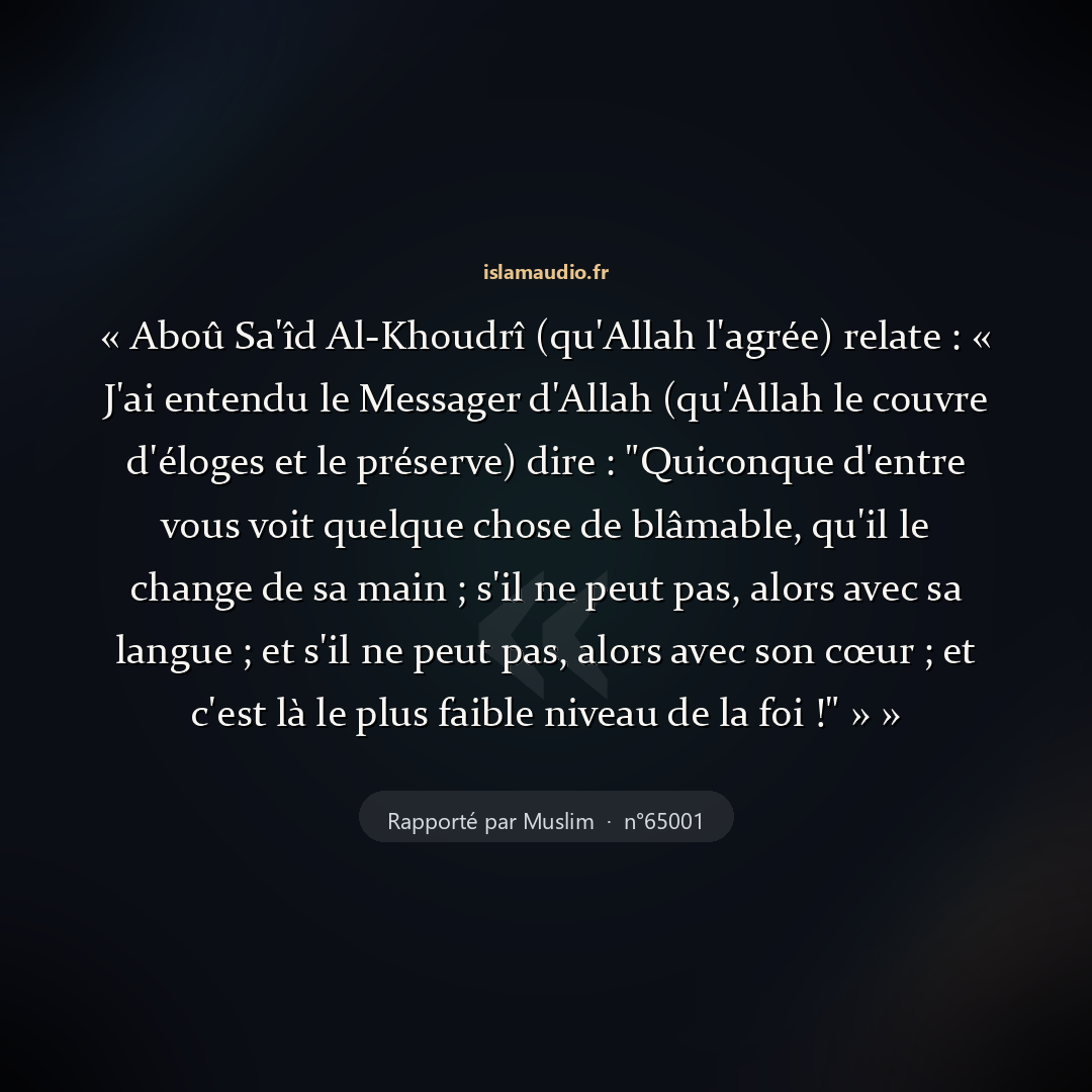 Aperçu du hadith