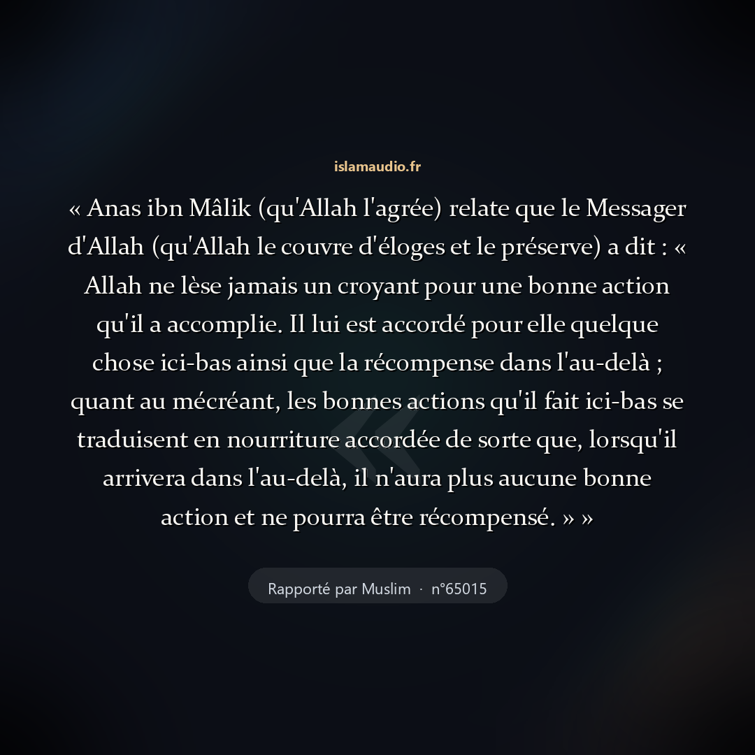 Aperçu du hadith