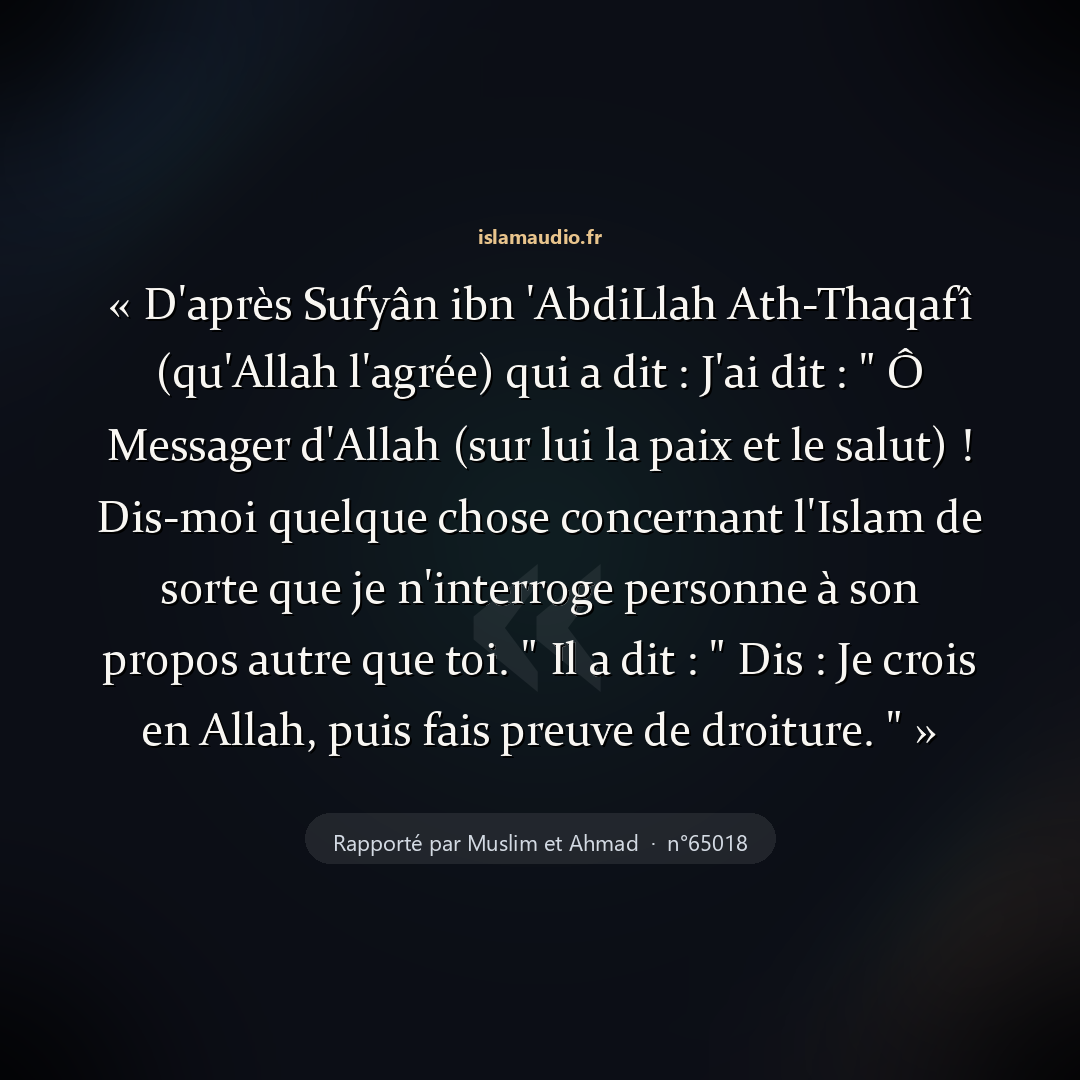 Aperçu du hadith