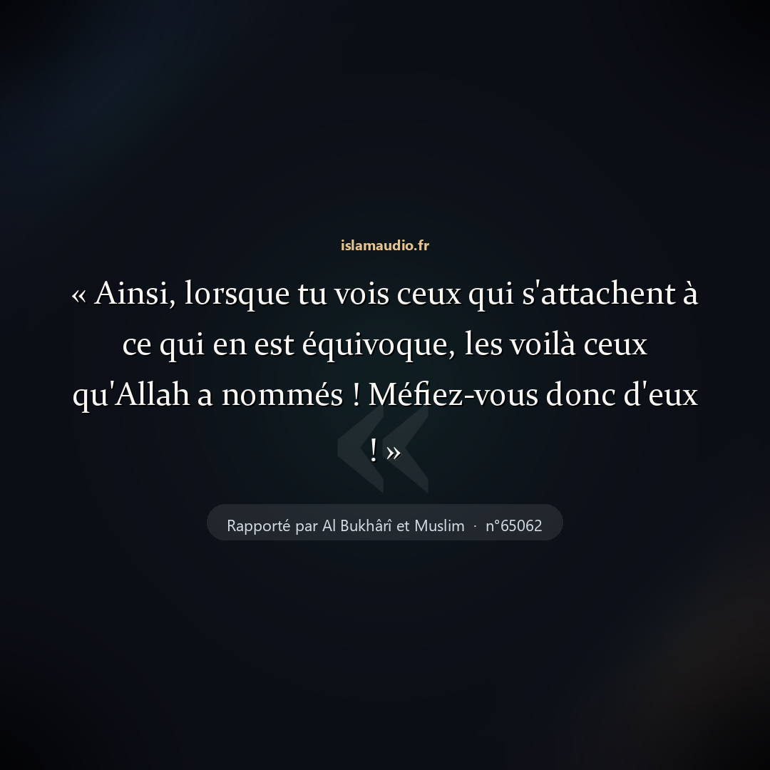 Aperçu du hadith