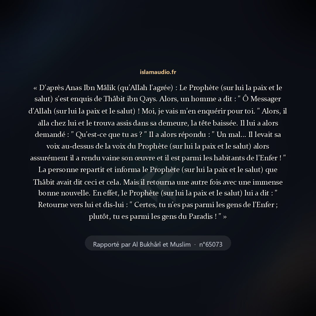Aperçu du hadith