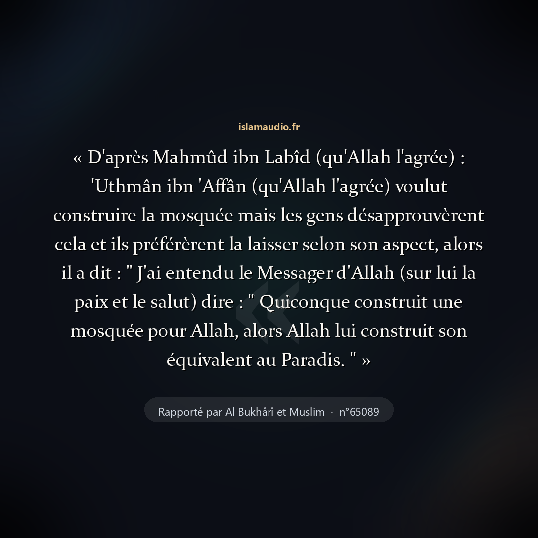 Aperçu du hadith