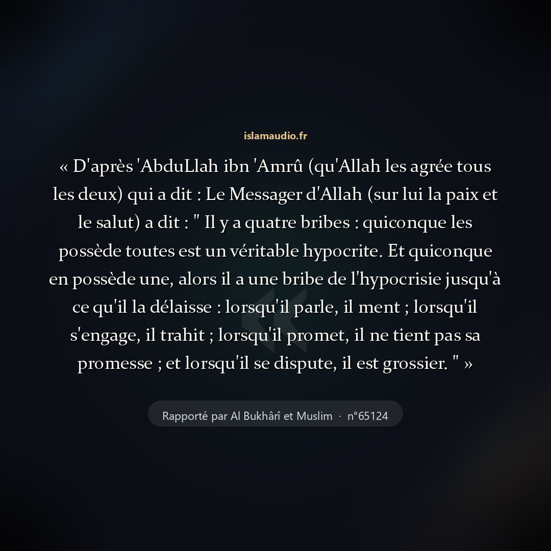 Aperçu du hadith