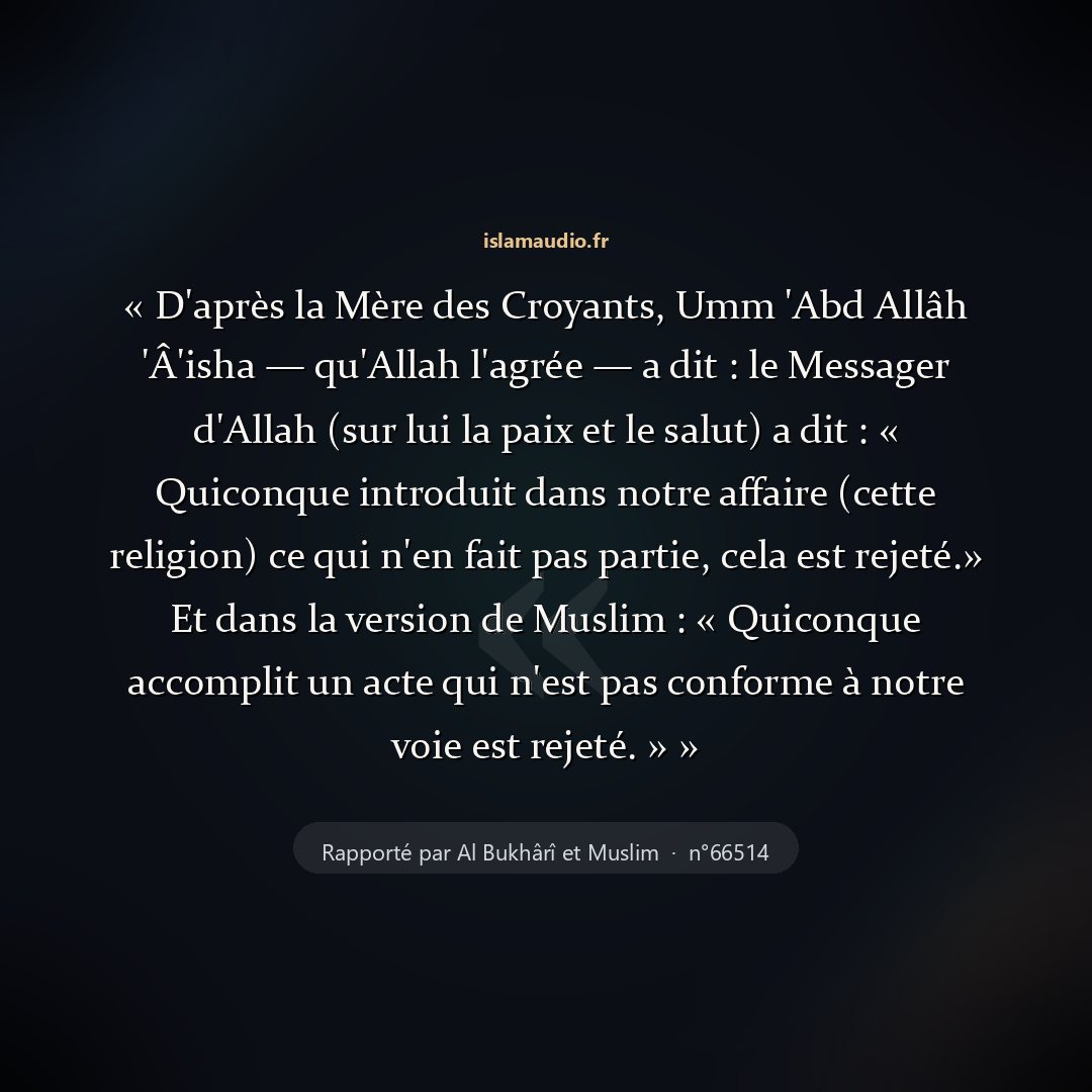 Aperçu du hadith