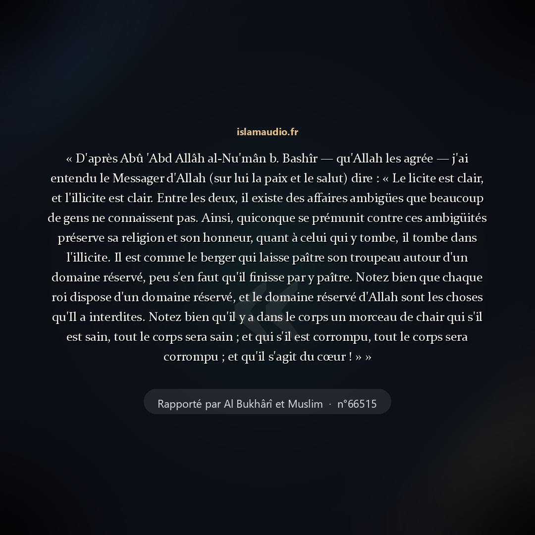 Aperçu du hadith