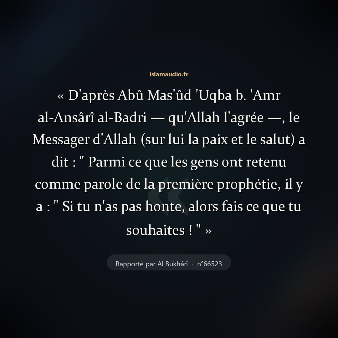 Aperçu du hadith