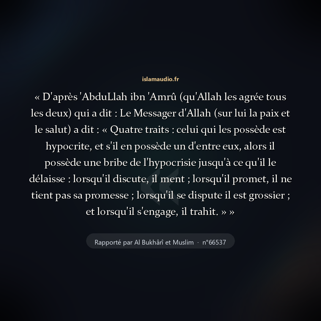 Aperçu du hadith