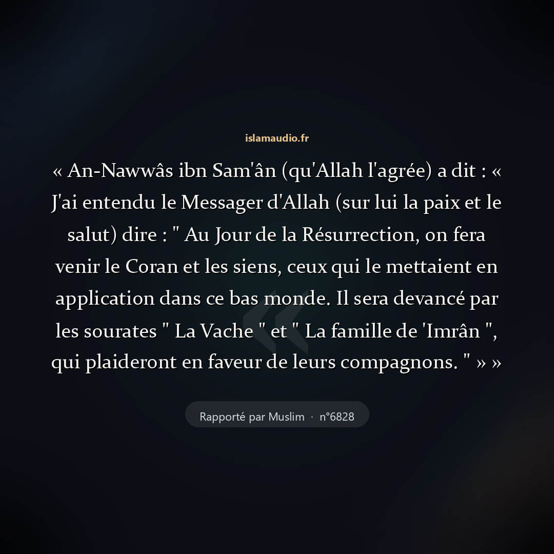Aperçu du hadith