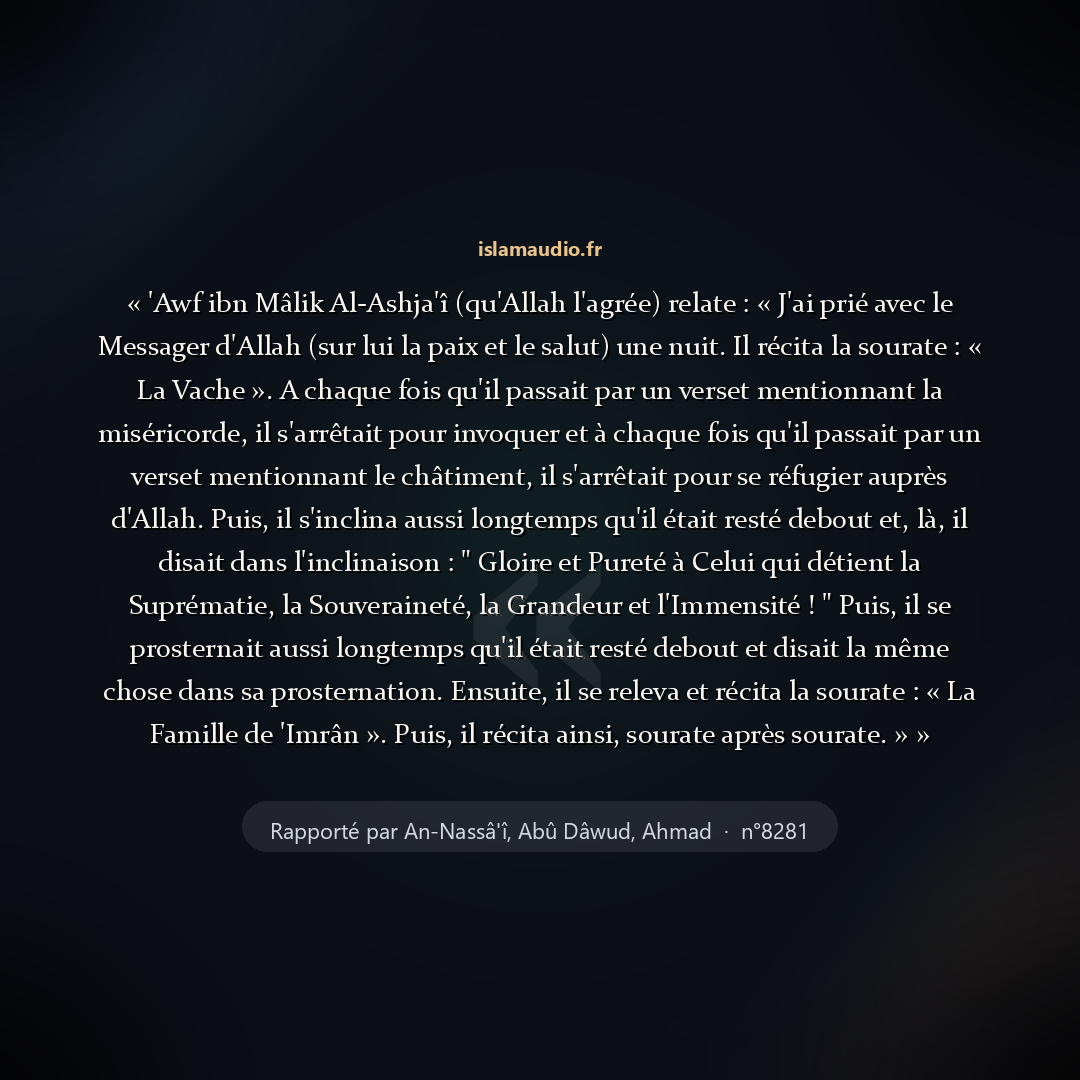Aperçu du hadith