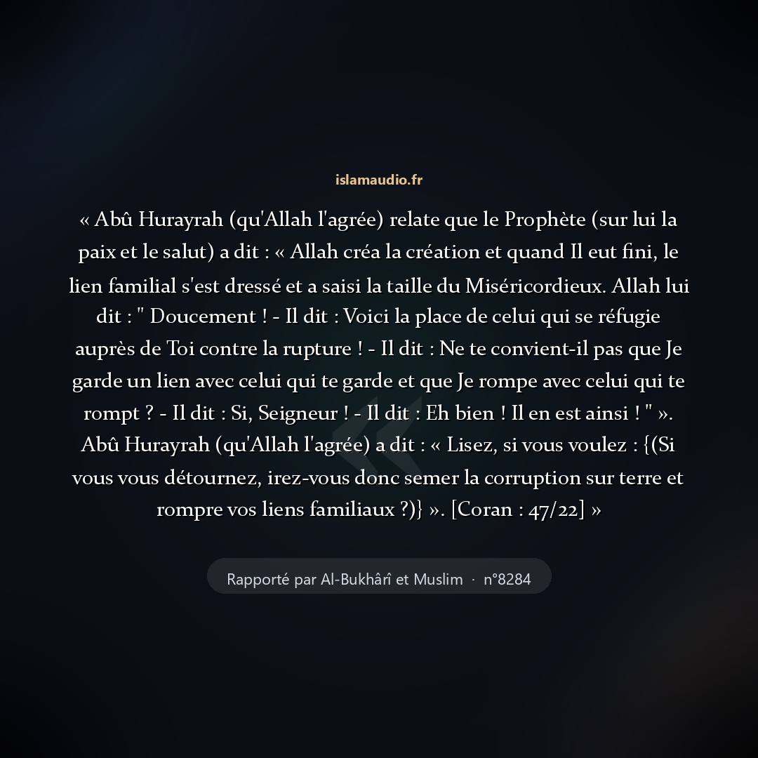 Aperçu du hadith