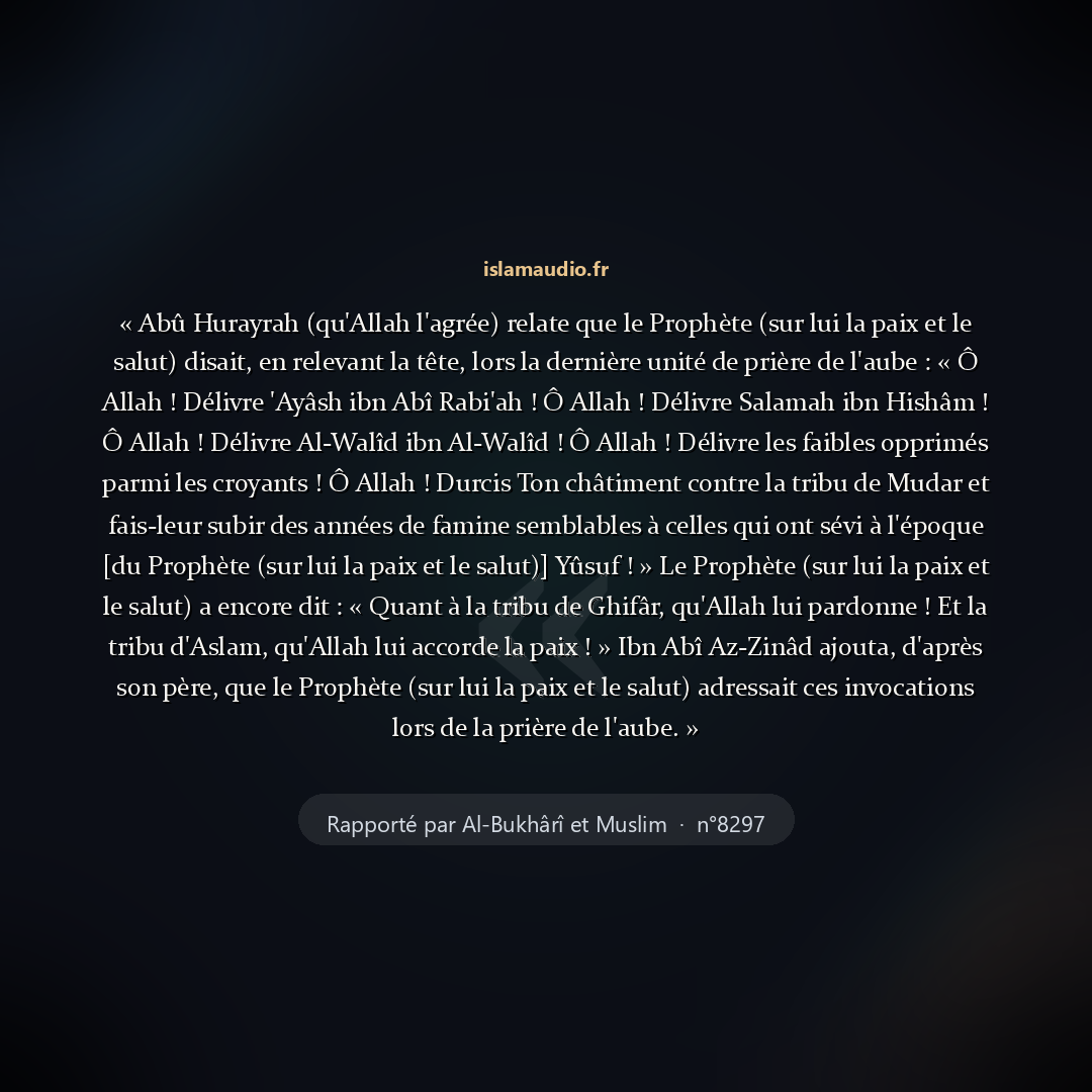 Aperçu du hadith