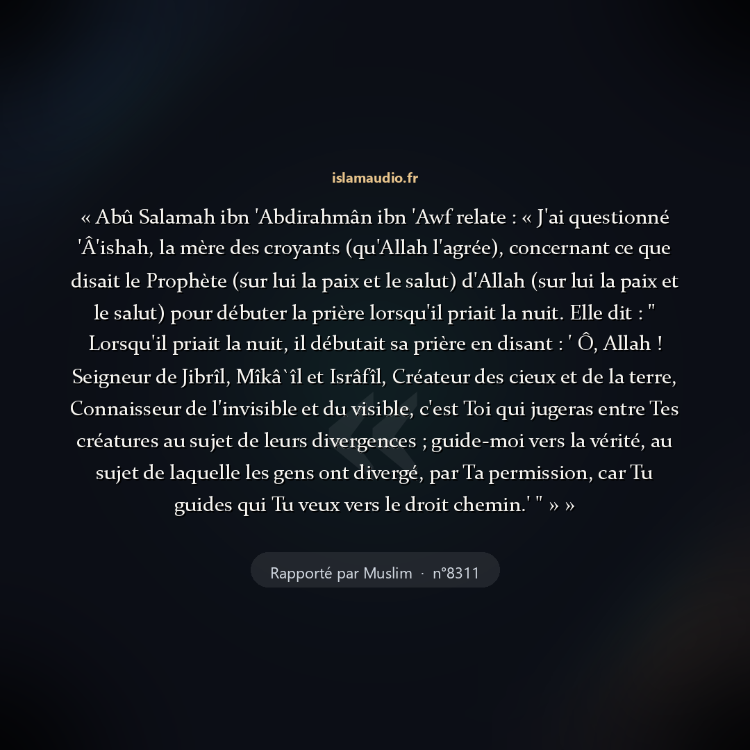 Aperçu du hadith