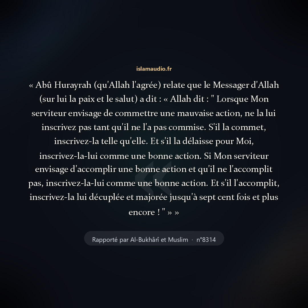 Aperçu du hadith